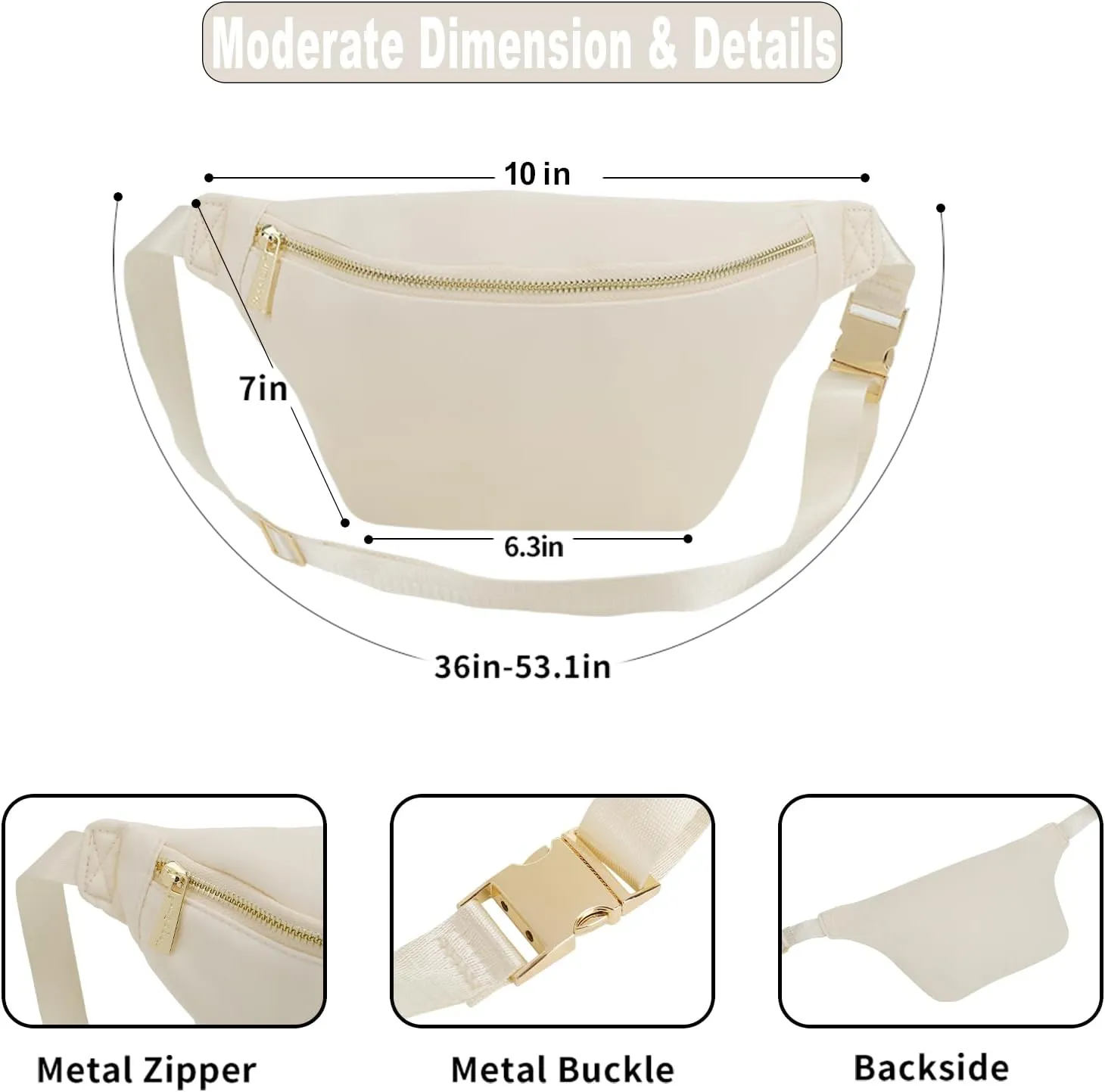 Fanny Pack Nylon Waist Pack for Women Men Crossbody Bag Everywhere Belt Bag (Beige)
