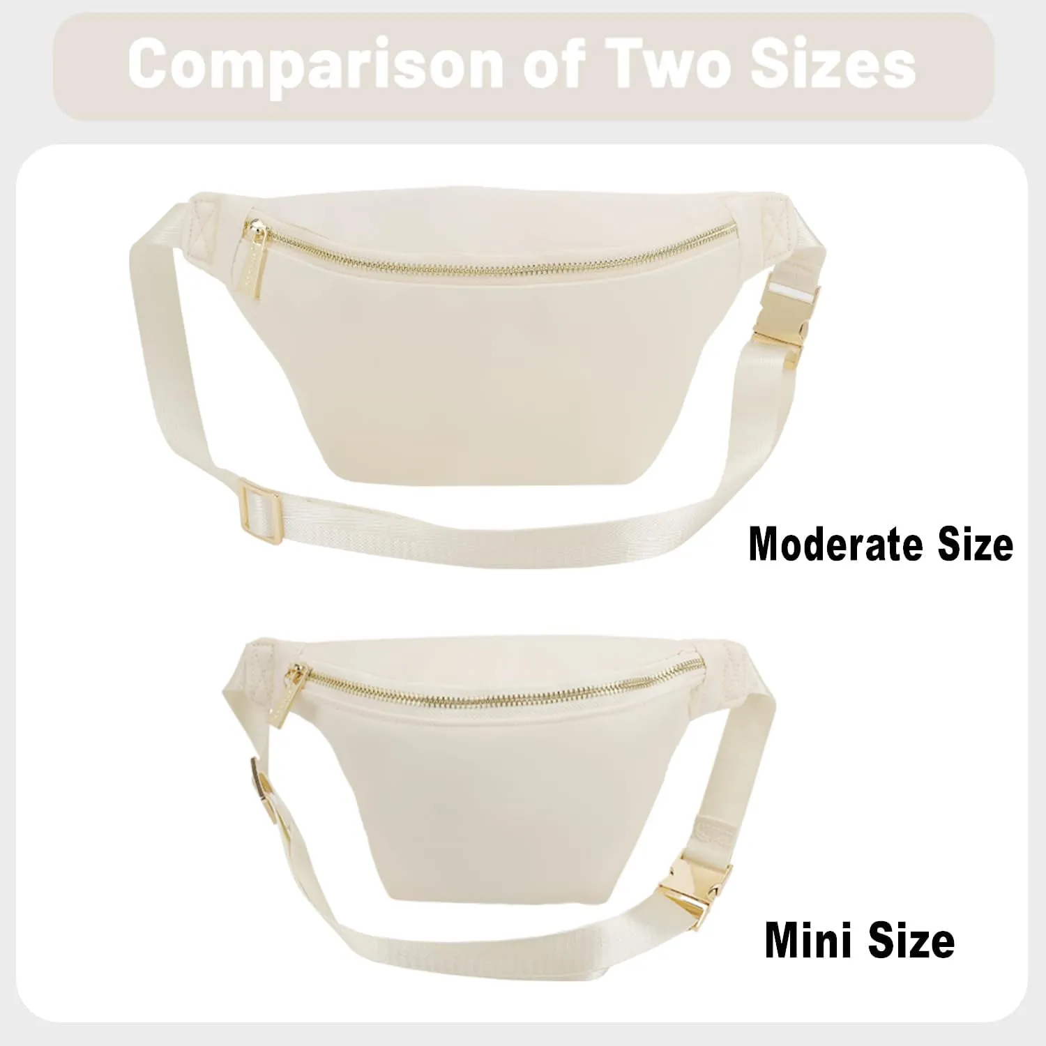 Fanny Pack Nylon Waist Pack for Women Men Crossbody Bag Everywhere Belt Bag (Beige)