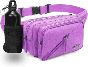 Fanny Pack Waterproof Waist Bag Pack Men Women Hip Bum Bag With Water Bottle Holder Adjustable Strap Suitable For Outdoors Workout Traveling Hiking Cycling Dog Walking Pouch Bag(Purple)