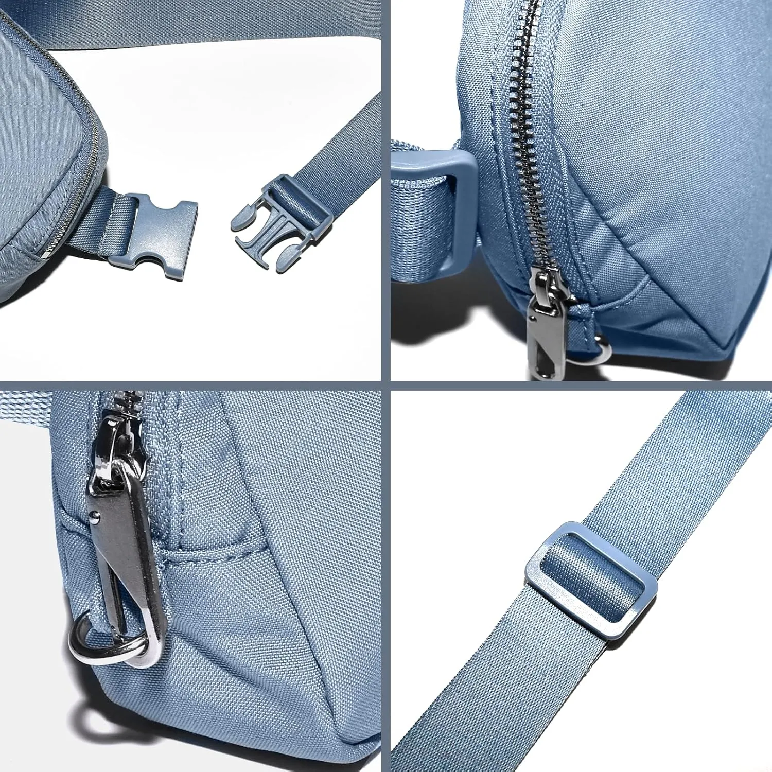 Fanny Pack with Anti Theft for Women Men, Unisex Small Crossbody Belt Bag for Traveling Hiking Running Workout, Everywhere Waist Bag Pack with Adjustable Strap-Haze Blue