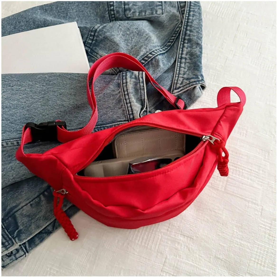 Fanny Packs for Women Men, Fashionable Waist Bags Waterproof Small Crossbody Belt Bag Bum Bag with Adjustable Strap for Outdoor Running, Hiking, Walking and Travel Black (Green)