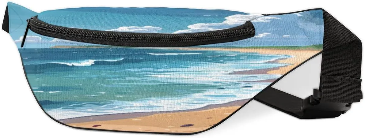 Fanny Packs for Women Men Sling Bag Crossbody Bags Men Waist Bag Beach Landscape Fanny Pack for Women Belt Bag for Travel Hiking Running