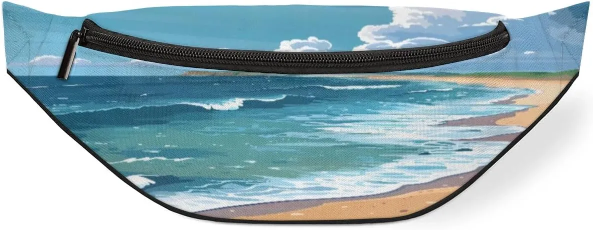 Fanny Packs for Women Men Sling Bag Crossbody Bags Men Waist Bag Beach Landscape Fanny Pack for Women Belt Bag for Travel Hiking Running