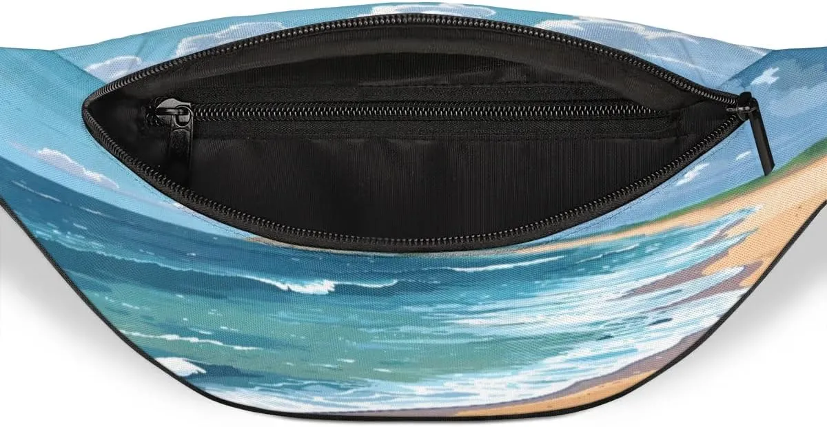 Fanny Packs for Women Men Sling Bag Crossbody Bags Men Waist Bag Beach Landscape Fanny Pack for Women Belt Bag for Travel Hiking Running