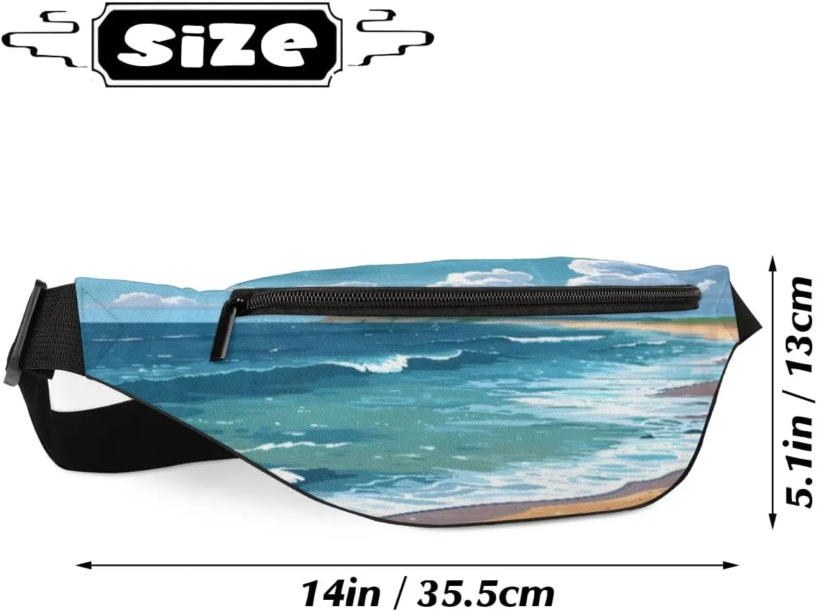 Fanny Packs for Women Men Sling Bag Crossbody Bags Men Waist Bag Beach Landscape Fanny Pack for Women Belt Bag for Travel Hiking Running