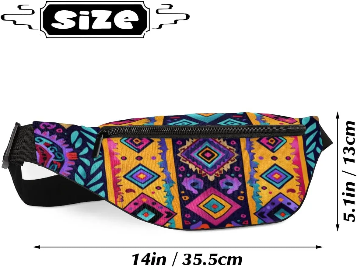Fanny Packs for Women Men Sling Bag Crossbody Bags Men Waist Bag Colorful Aztec Pattern Fanny Pack for Women Belt Bag for Travel Hiking Running