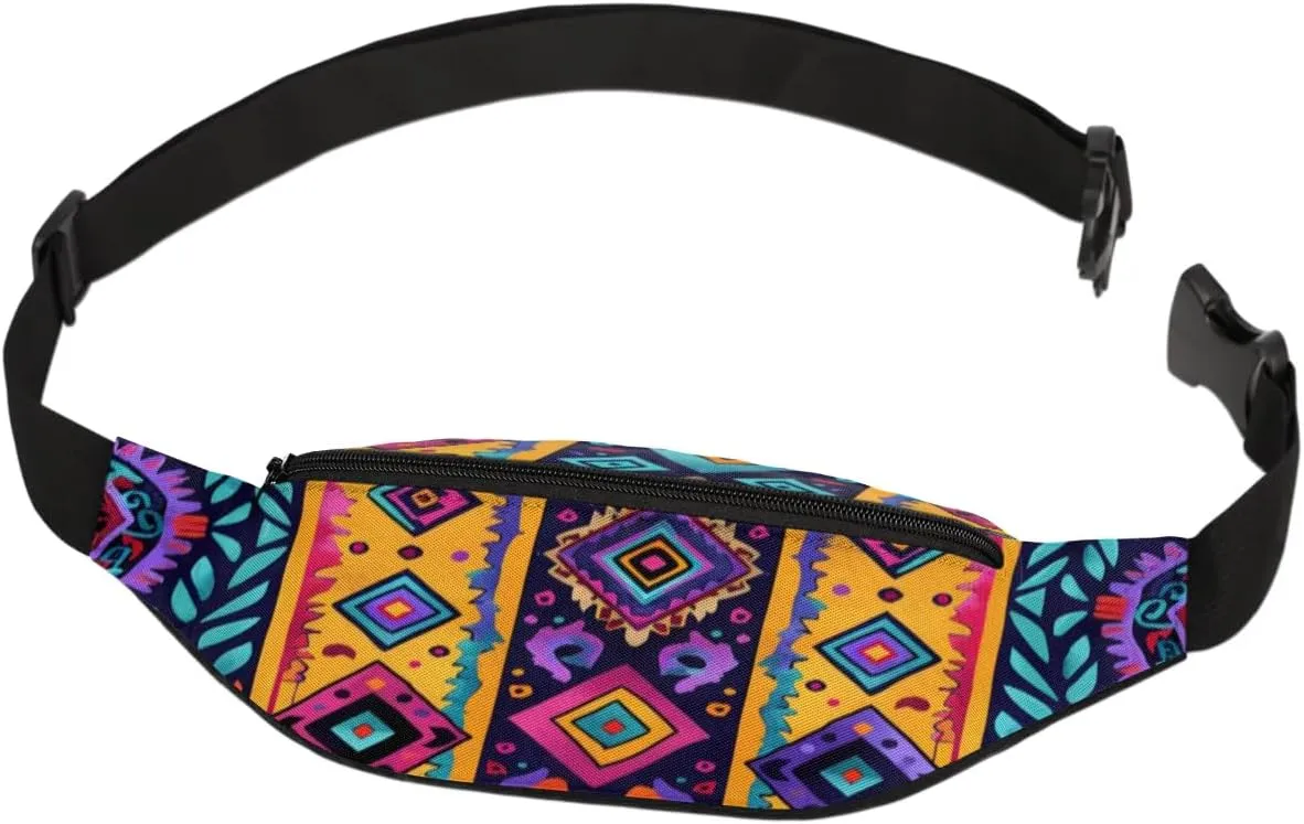 Fanny Packs for Women Men Sling Bag Crossbody Bags Men Waist Bag Colorful Aztec Pattern Fanny Pack for Women Belt Bag for Travel Hiking Running