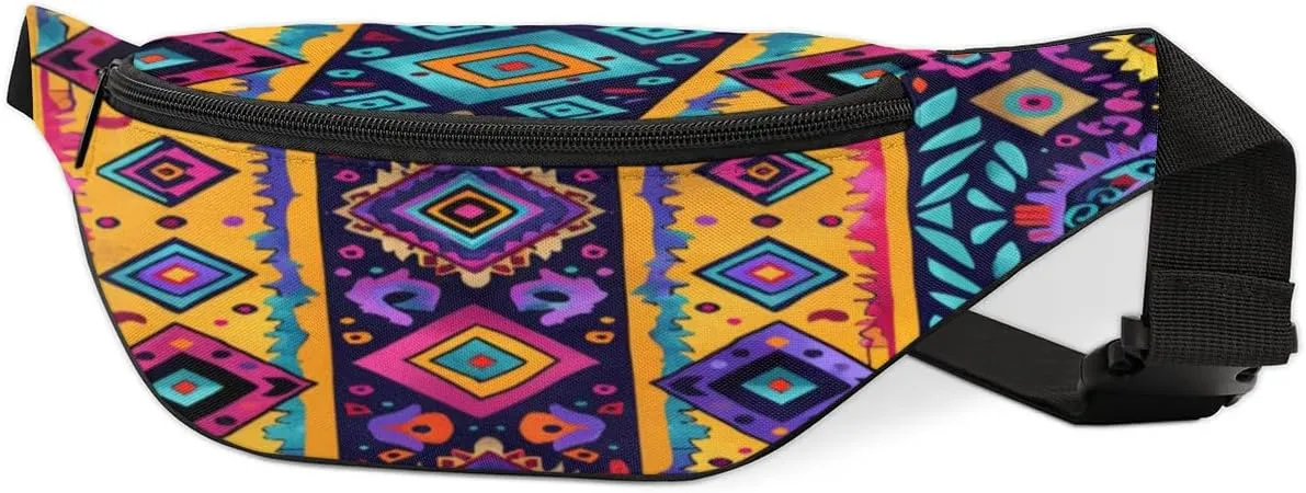 Fanny Packs for Women Men Sling Bag Crossbody Bags Men Waist Bag Colorful Aztec Pattern Fanny Pack for Women Belt Bag for Travel Hiking Running