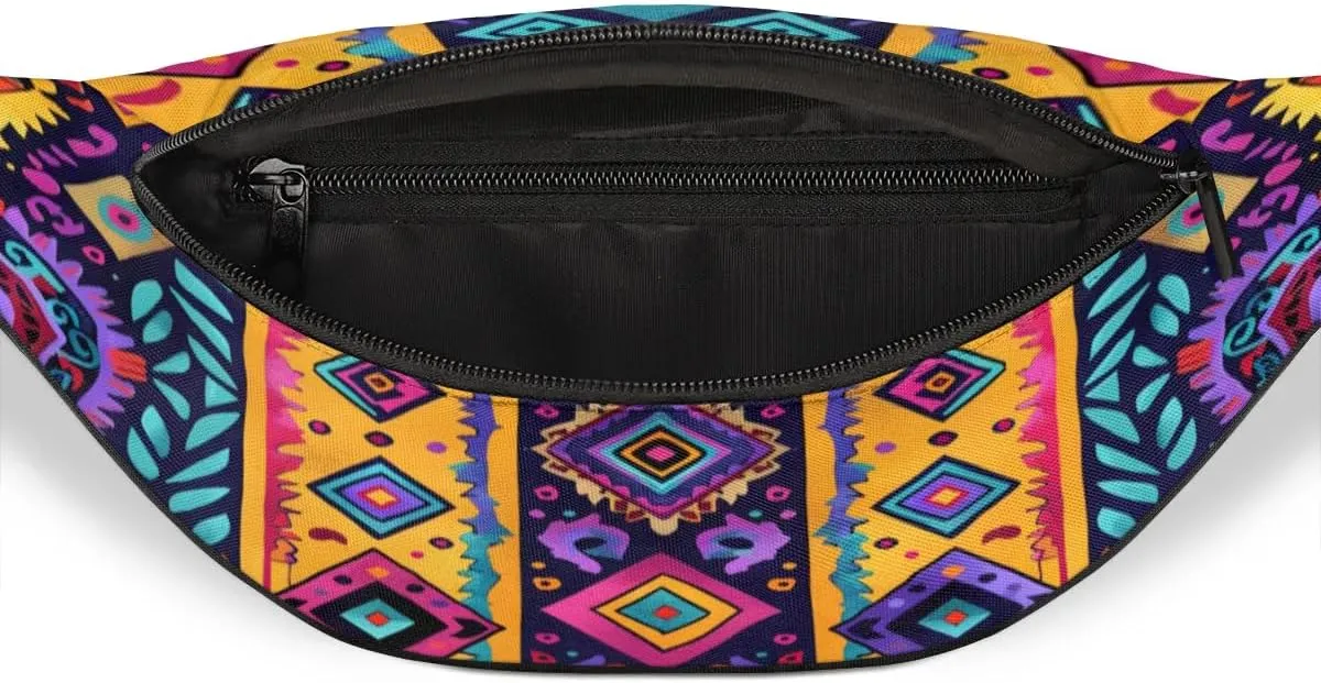 Fanny Packs for Women Men Sling Bag Crossbody Bags Men Waist Bag Colorful Aztec Pattern Fanny Pack for Women Belt Bag for Travel Hiking Running