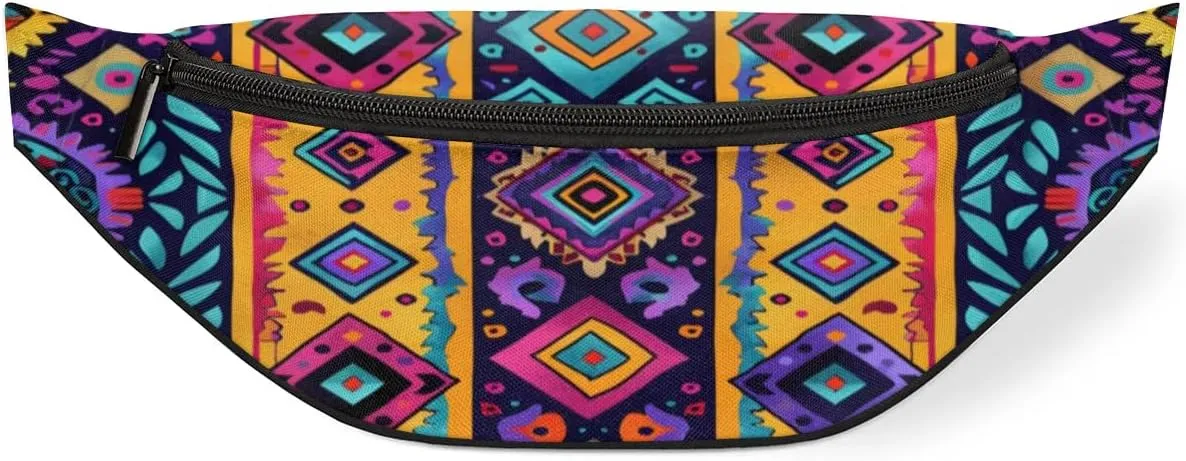 Fanny Packs for Women Men Sling Bag Crossbody Bags Men Waist Bag Colorful Aztec Pattern Fanny Pack for Women Belt Bag for Travel Hiking Running