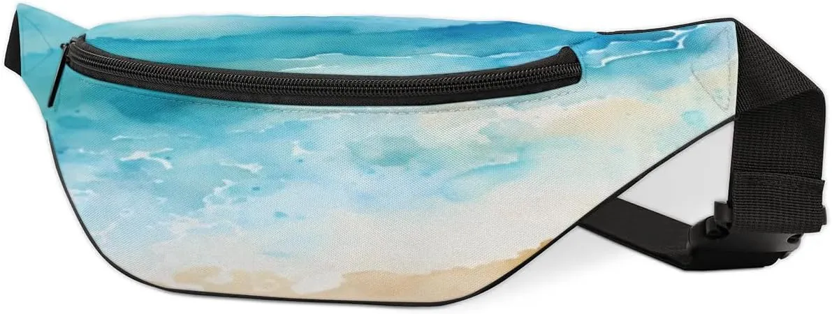 Fanny Packs for Women Men Sling Bag Crossbody Bags Men Waist Bag Ocean Beach Waves Fanny Pack for Women Belt Bag for Travel Hiking Running