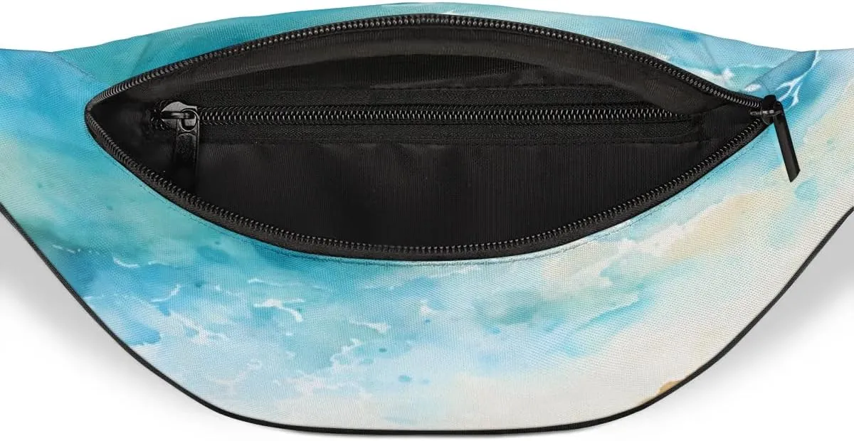 Fanny Packs for Women Men Sling Bag Crossbody Bags Men Waist Bag Ocean Beach Waves Fanny Pack for Women Belt Bag for Travel Hiking Running