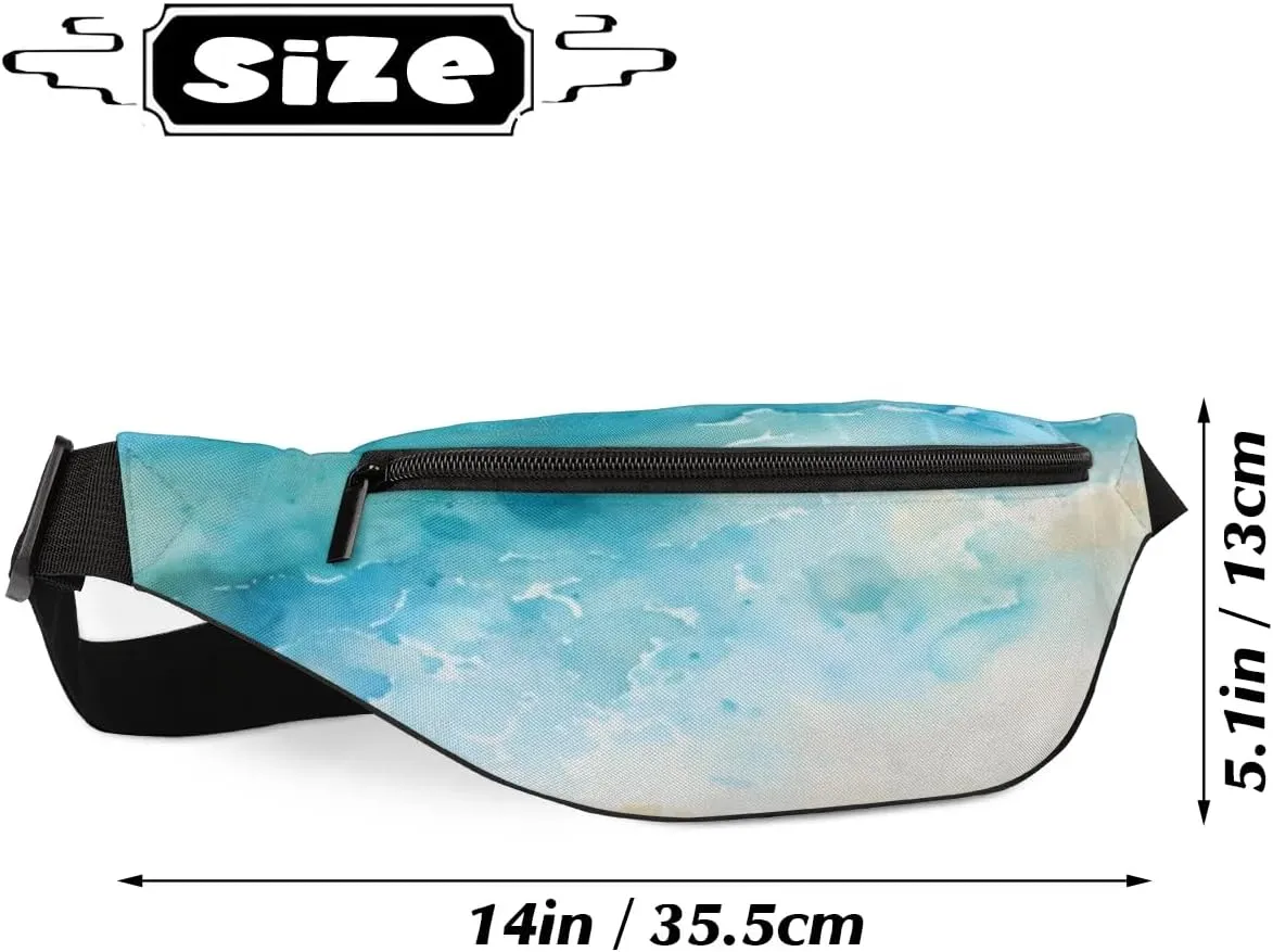 Fanny Packs for Women Men Sling Bag Crossbody Bags Men Waist Bag Ocean Beach Waves Fanny Pack for Women Belt Bag for Travel Hiking Running