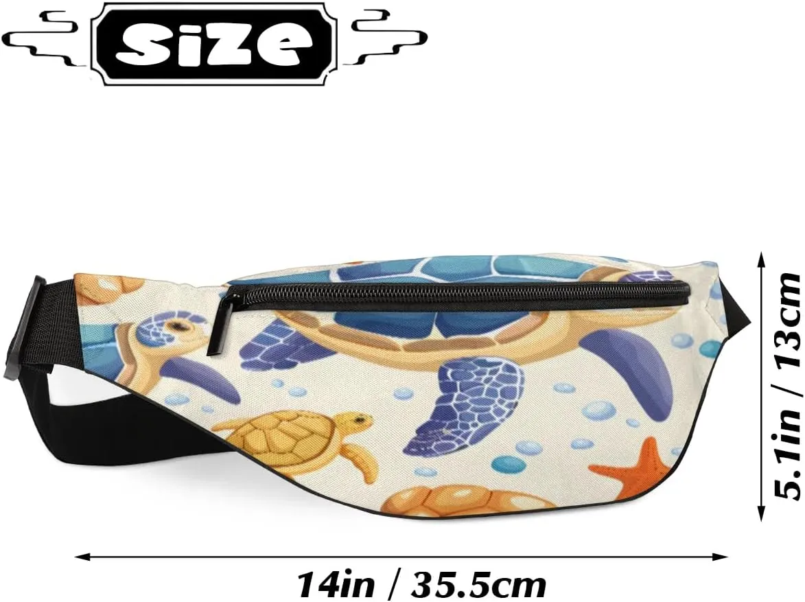 Fanny Packs for Women Men Sling Bag Crossbody Bags Men Waist Bag Ocean Sea Turtle Starfish Fanny Pack for Women Belt Bag for Travel Hiking Running