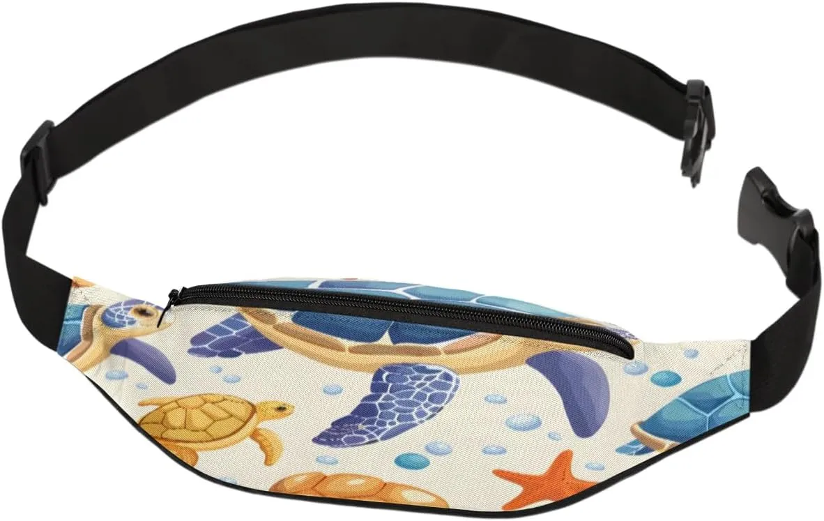 Fanny Packs for Women Men Sling Bag Crossbody Bags Men Waist Bag Ocean Sea Turtle Starfish Fanny Pack for Women Belt Bag for Travel Hiking Running