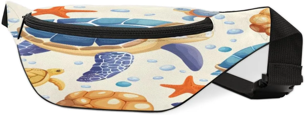 Fanny Packs for Women Men Sling Bag Crossbody Bags Men Waist Bag Ocean Sea Turtle Starfish Fanny Pack for Women Belt Bag for Travel Hiking Running