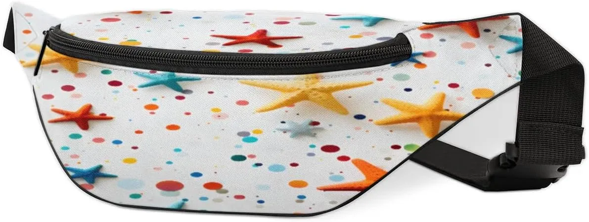 Fanny Packs for Women Men Sling Bag Crossbody Bags Men Waist Bag Pattern Starfish Colorful Fanny Pack for Women Belt Bag for Travel Hiking Running