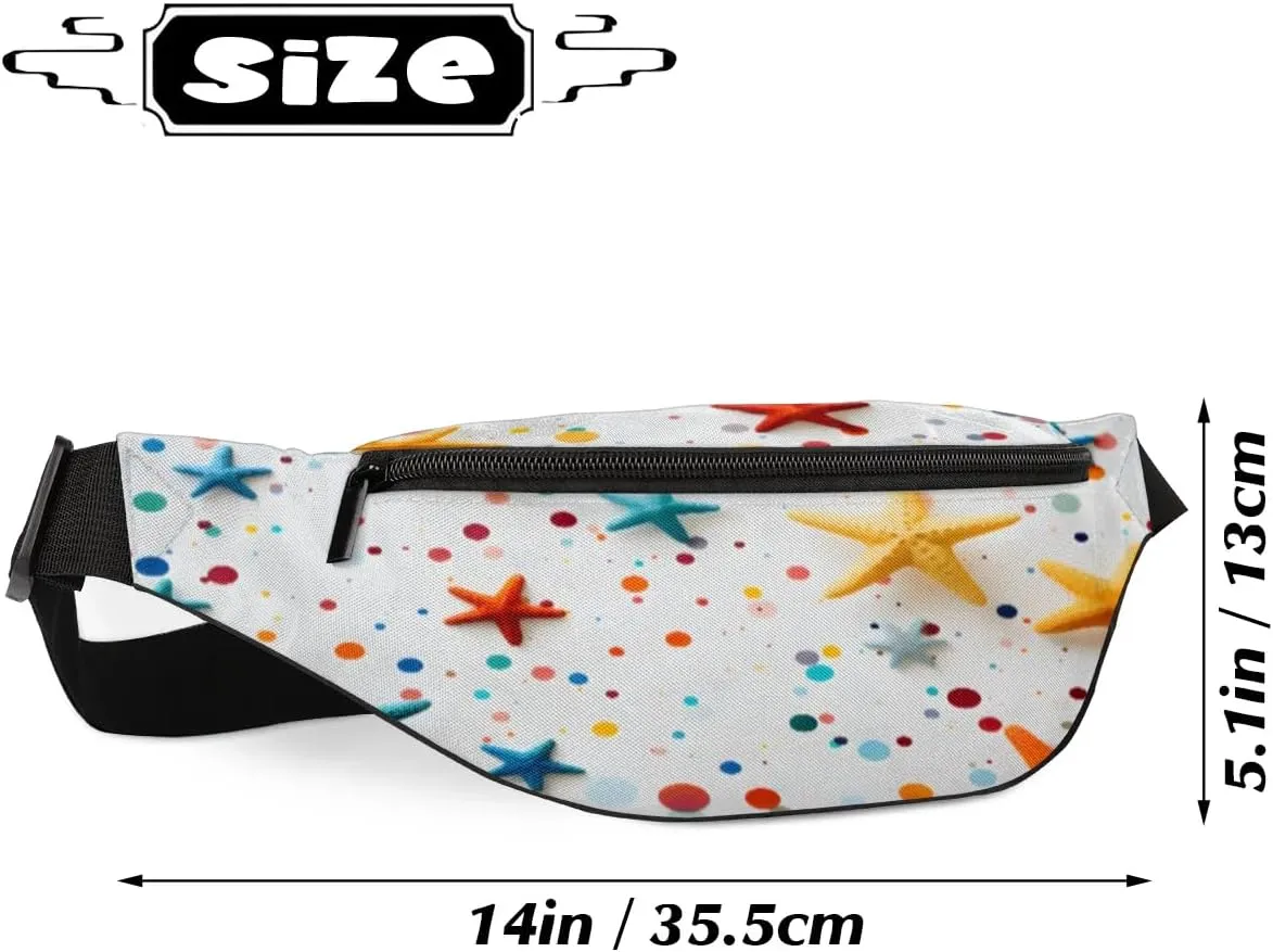 Fanny Packs for Women Men Sling Bag Crossbody Bags Men Waist Bag Pattern Starfish Colorful Fanny Pack for Women Belt Bag for Travel Hiking Running