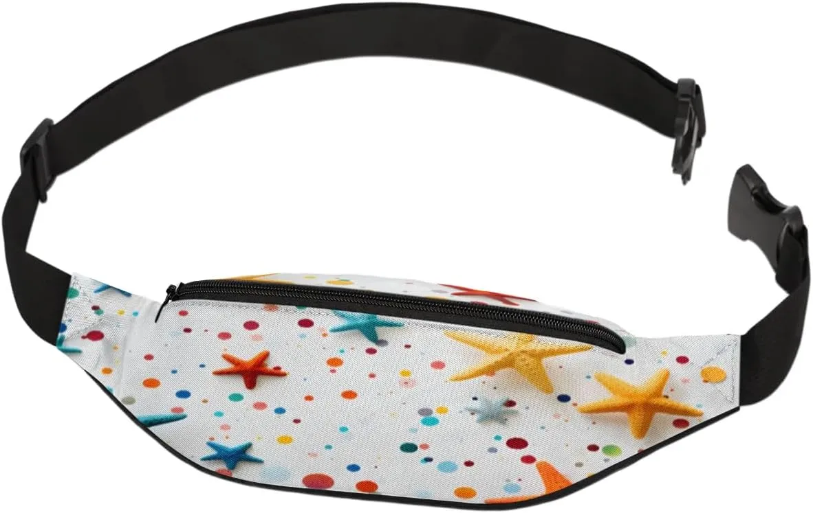 Fanny Packs for Women Men Sling Bag Crossbody Bags Men Waist Bag Pattern Starfish Colorful Fanny Pack for Women Belt Bag for Travel Hiking Running