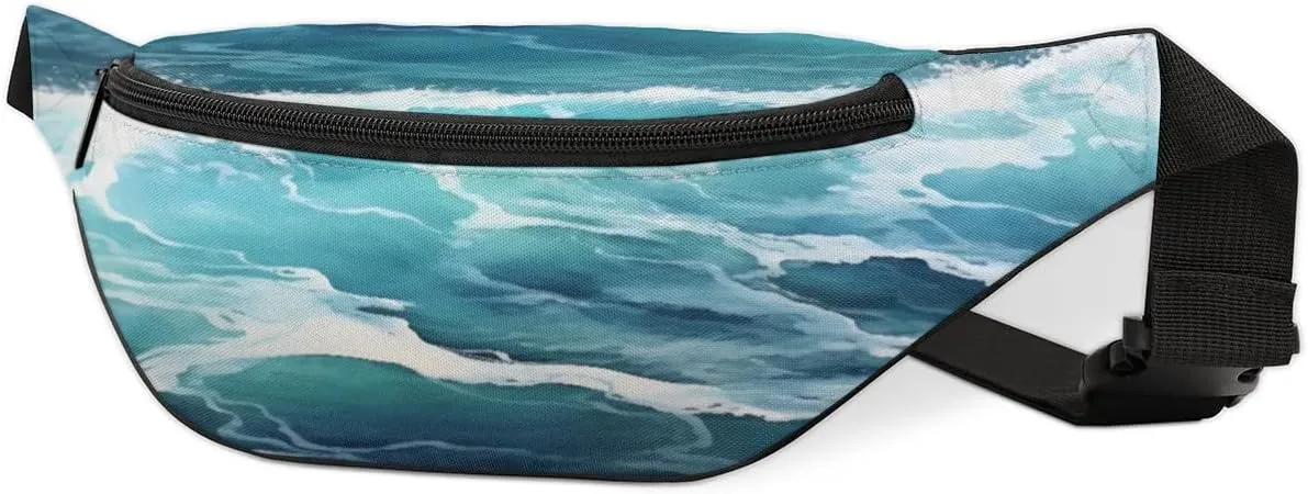 Fanny Packs for Women Men Sling Bag Crossbody Bags Men Waist Bag Waves Turbulent Fanny Pack for Women Belt Bag for Travel Hiking Running