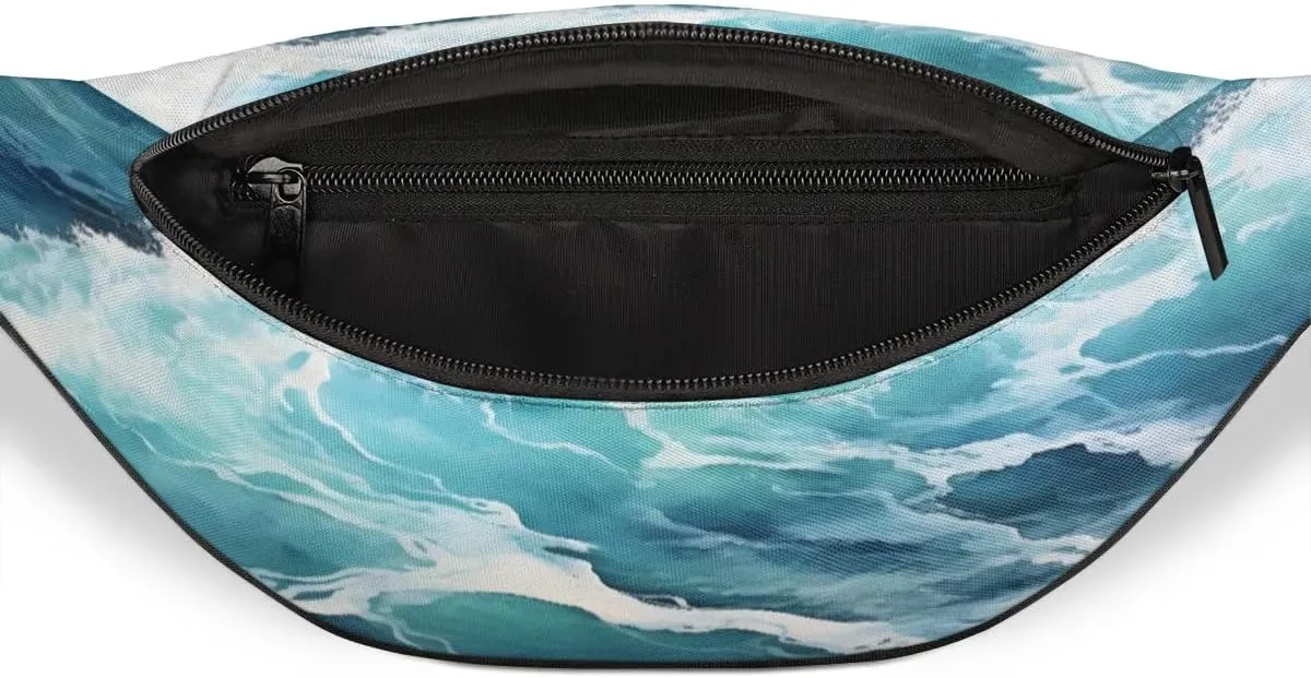 Fanny Packs for Women Men Sling Bag Crossbody Bags Men Waist Bag Waves Turbulent Fanny Pack for Women Belt Bag for Travel Hiking Running