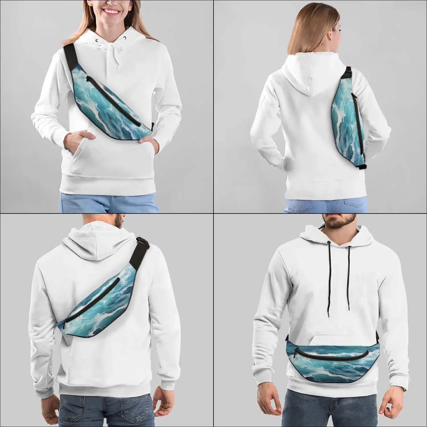 Fanny Packs for Women Men Sling Bag Crossbody Bags Men Waist Bag Waves Turbulent Fanny Pack for Women Belt Bag for Travel Hiking Running