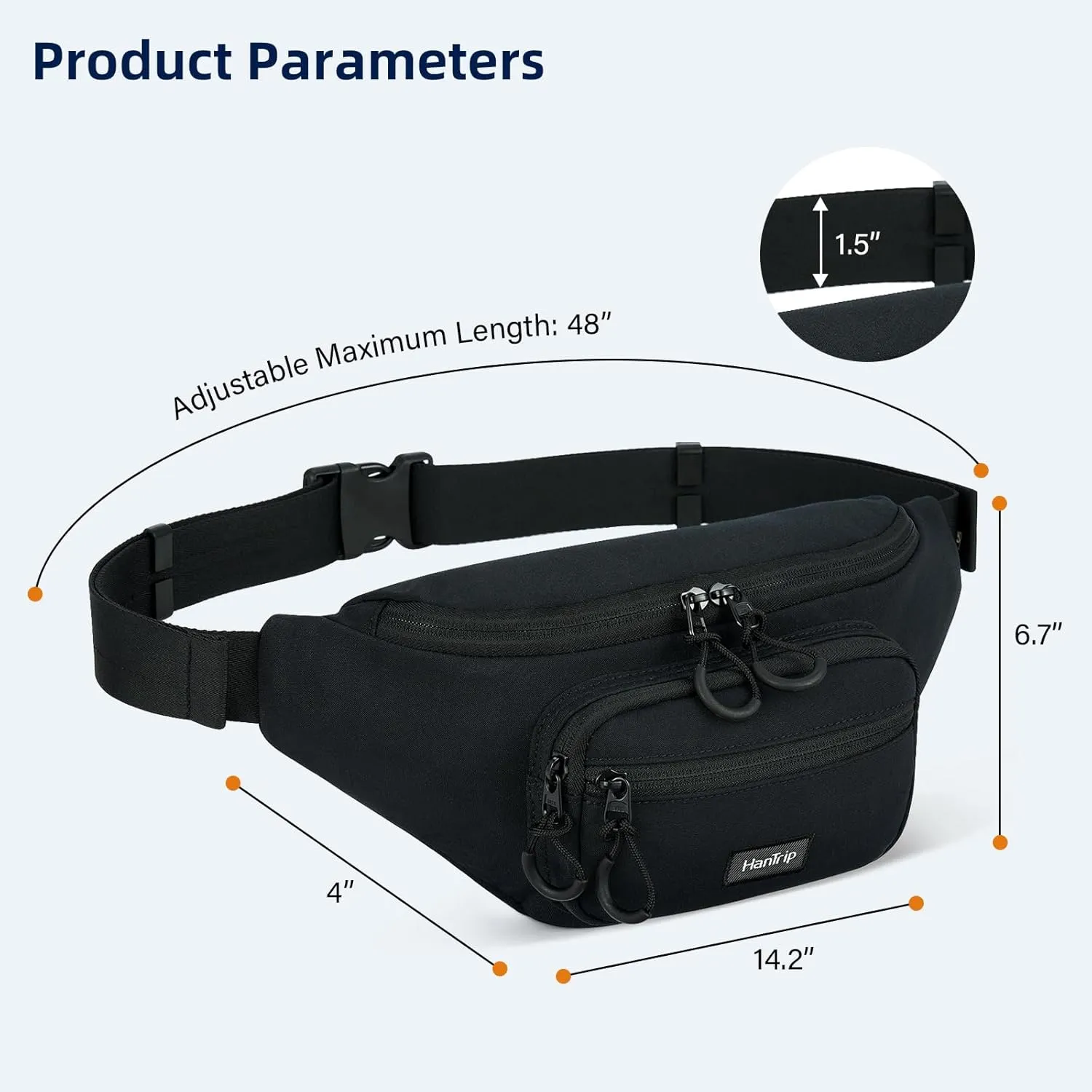 Fanny Packs for Women Men, Small Travel Fanny Pack Lightweight Crossbody Waist Bag Large Capacity, Water Resistant Belt Bags with Adjustable Strap for Hiking, Cycling (Black)