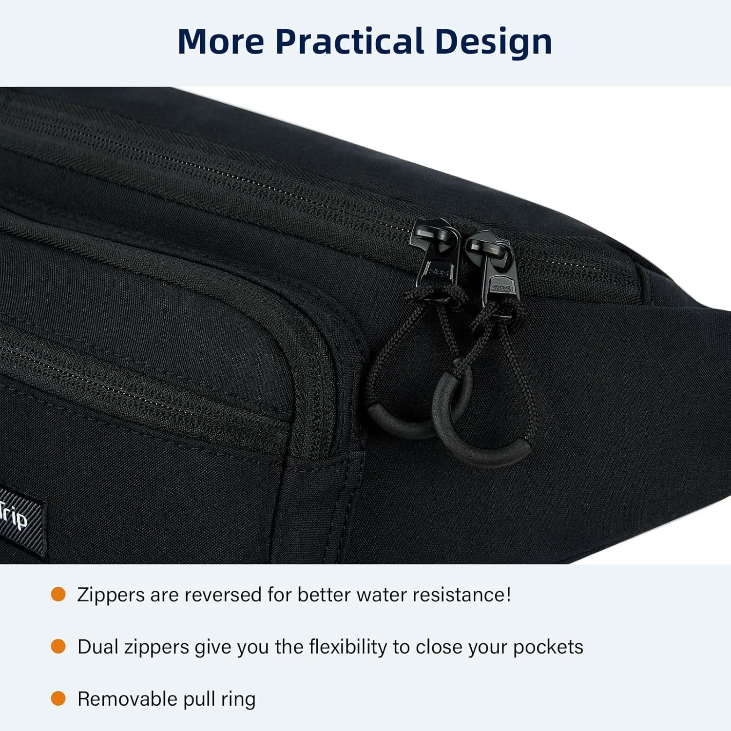 Fanny Packs for Women Men, Small Travel Fanny Pack Lightweight Crossbody Waist Bag Large Capacity, Water Resistant Belt Bags with Adjustable Strap for Hiking, Cycling (Black)
