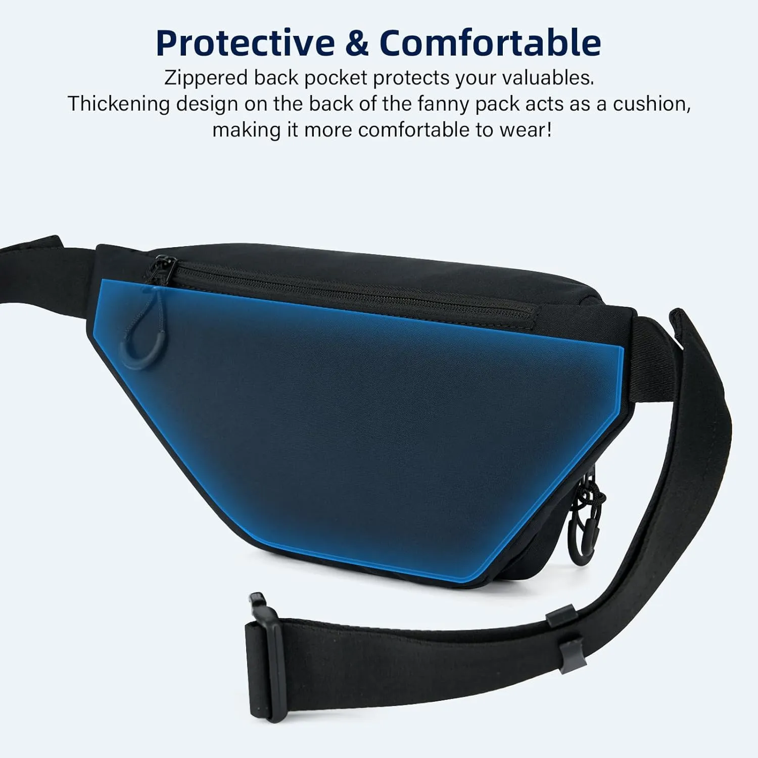 Fanny Packs for Women Men, Small Travel Fanny Pack Lightweight Crossbody Waist Bag Large Capacity, Water Resistant Belt Bags with Adjustable Strap for Hiking, Cycling (Black)