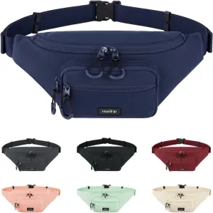 Fanny Packs for Women Men, Small Travel Fanny Pack Lightweight Crossbody Waist Bag Large Capacity, Water Resistant Belt Bags with Adjustable Strap for Hiking, Cycling (Navy Blue)
