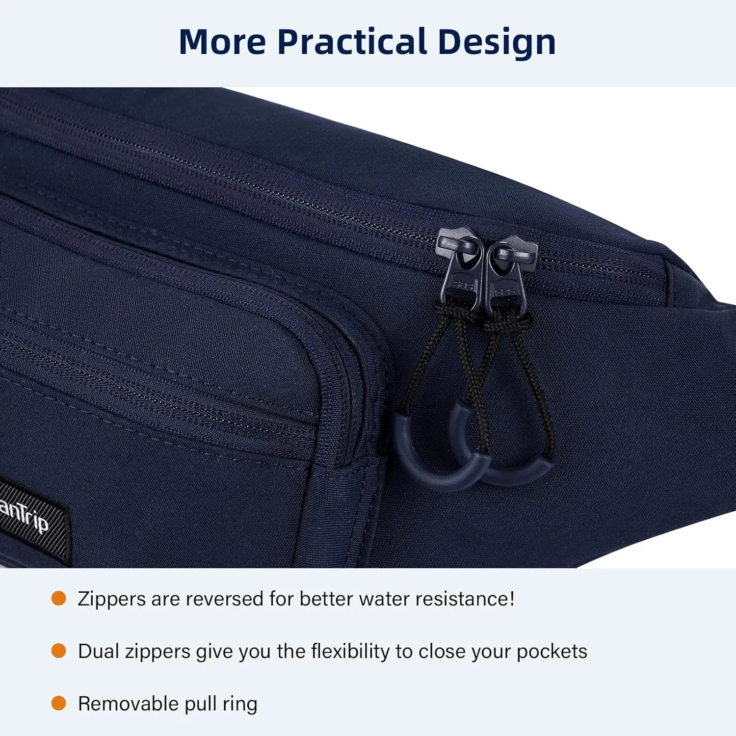 Fanny Packs for Women Men, Small Travel Fanny Pack Lightweight Crossbody Waist Bag Large Capacity, Water Resistant Belt Bags with Adjustable Strap for Hiking, Cycling (Navy Blue)