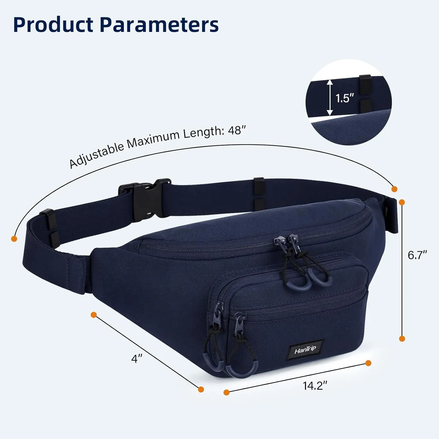 Fanny Packs for Women Men, Small Travel Fanny Pack Lightweight Crossbody Waist Bag Large Capacity, Water Resistant Belt Bags with Adjustable Strap for Hiking, Cycling (Navy Blue)