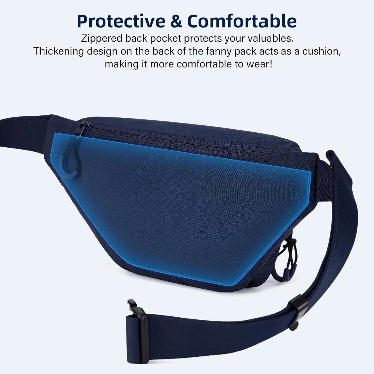 Fanny Packs for Women Men, Small Travel Fanny Pack Lightweight Crossbody Waist Bag Large Capacity, Water Resistant Belt Bags with Adjustable Strap for Hiking, Cycling (Navy Blue)