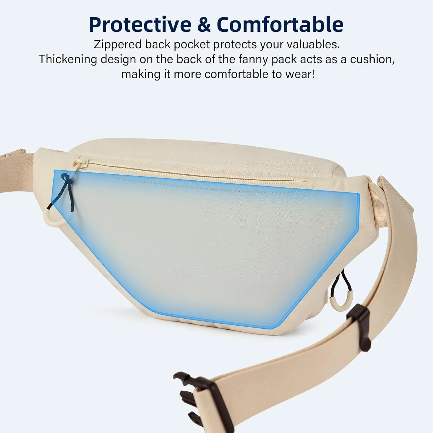 Fanny Packs for Women Men, Small Travel Fanny Pack Lightweight Crossbody Waist Bag Large Capacity, Water Resistant Belt Bags with Adjustable Strap for Hiking, Cycling (Offwhite)