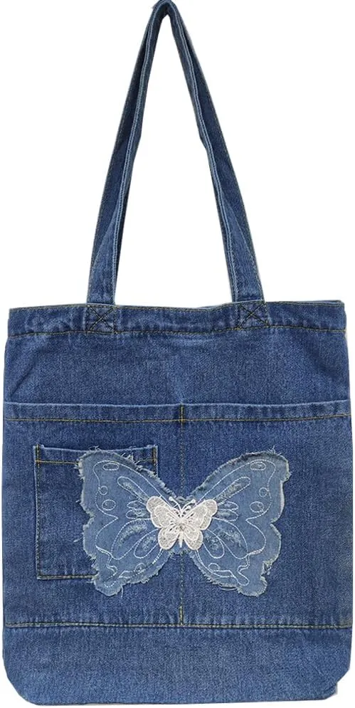 Farm4Far Women Denim Bow-tie Tote Shoulder Sling Hand Bags