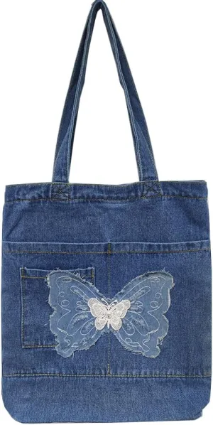 Farm4Far Women Denim Bow-tie Tote Shoulder Sling Hand Bags