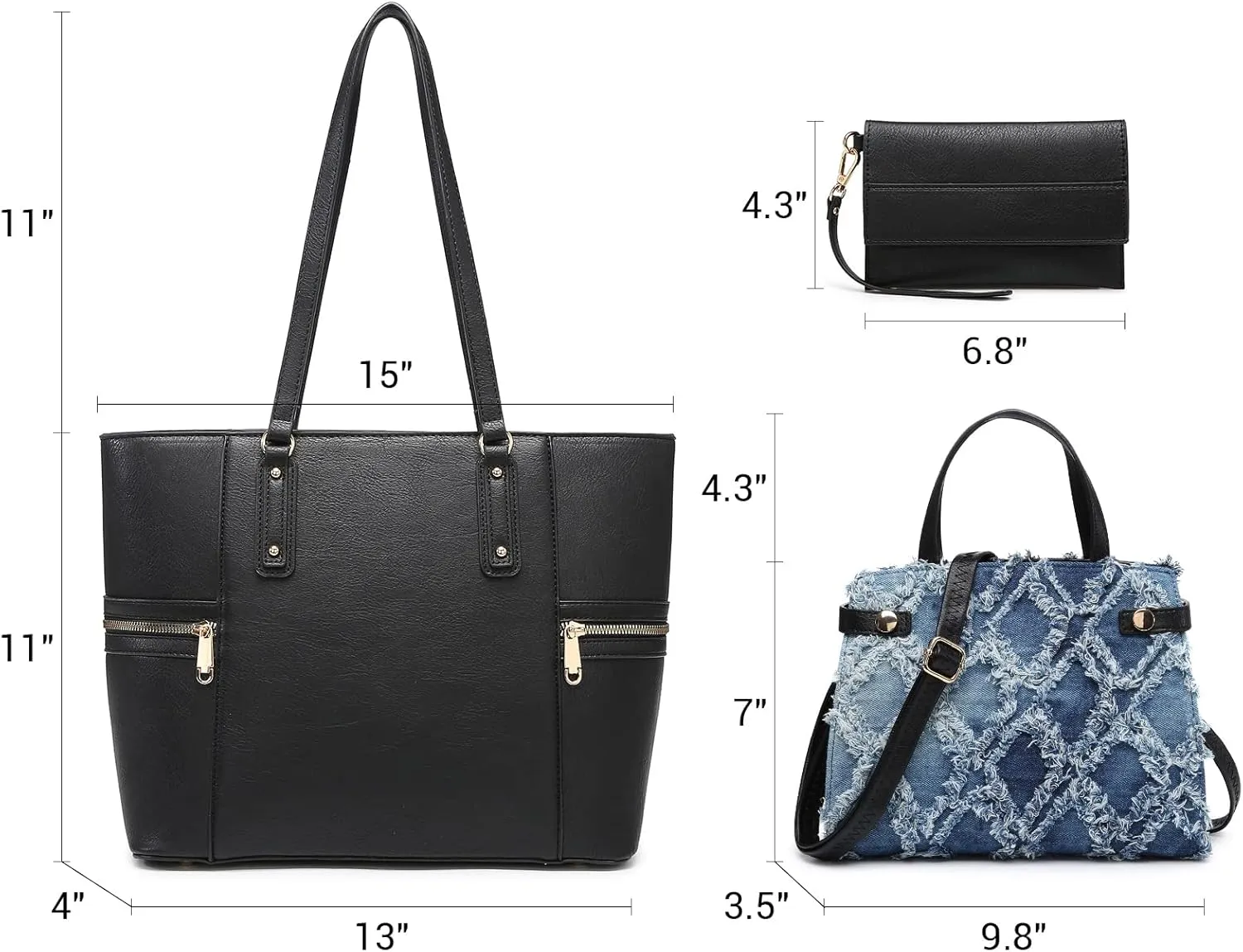 Fashion Handbags and Purses for Women Large Work Tote Bag Top Handle Satchel Shoulder Bag 3pcs Hobo Purse Set