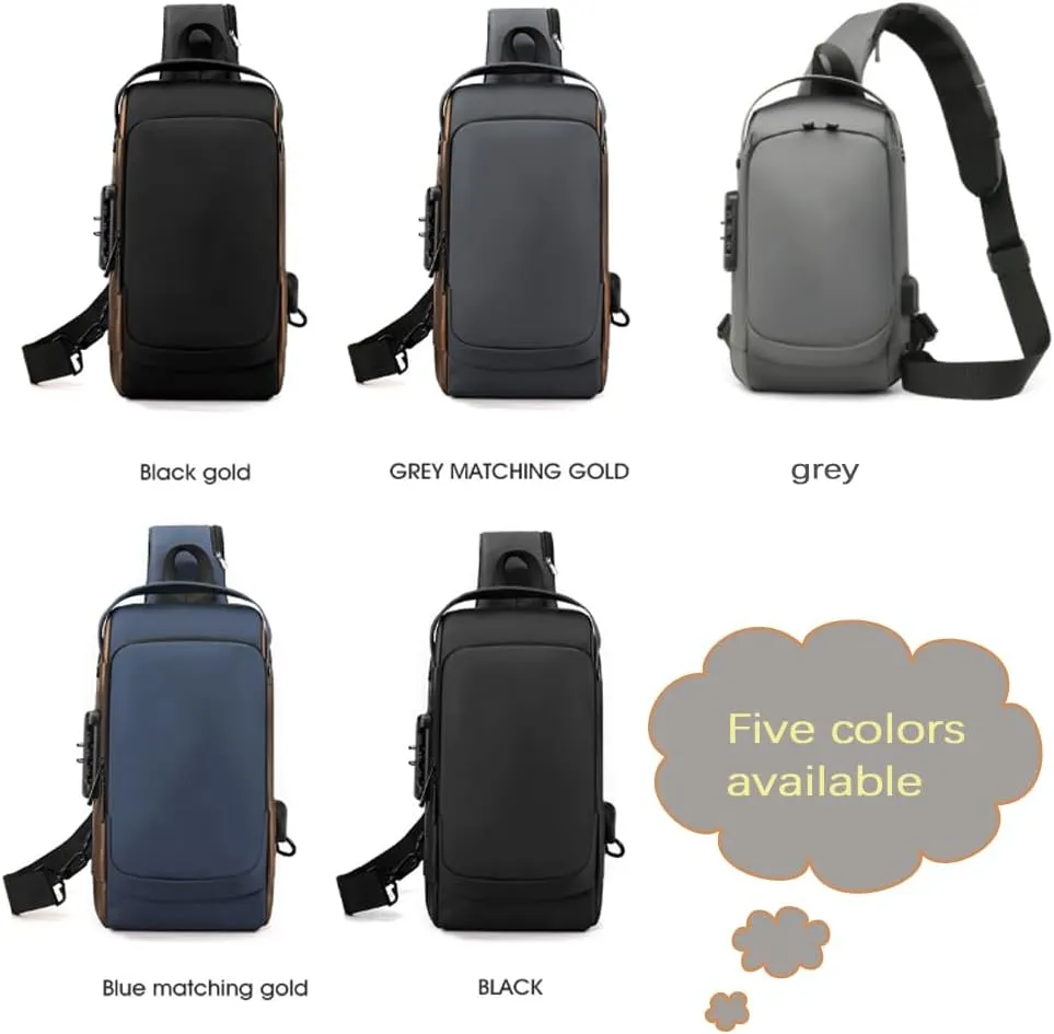 Fashion New Carbon Fiber Streamline Anti-theft Sling Bag, USB Charging Sport Sling, Waterproof Shoulder Bags for Daily Trips