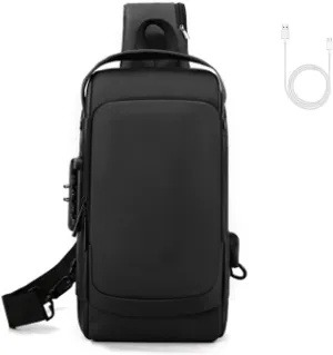 Fashion New Carbon Fiber Streamline Anti-theft Sling Bag, USB Charging Sport Sling, Waterproof Shoulder Bags for Daily Trips