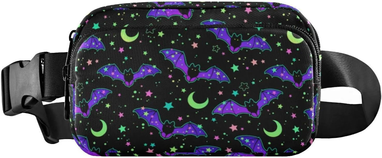 Fashion Waist Pack Crossbody Bags for Women Men with Adjustable Strap, Magic Galaxy Bat Mini Chest Bag Belt Bag for Run Travel Outdoor Cycling Hiking Skulls 219