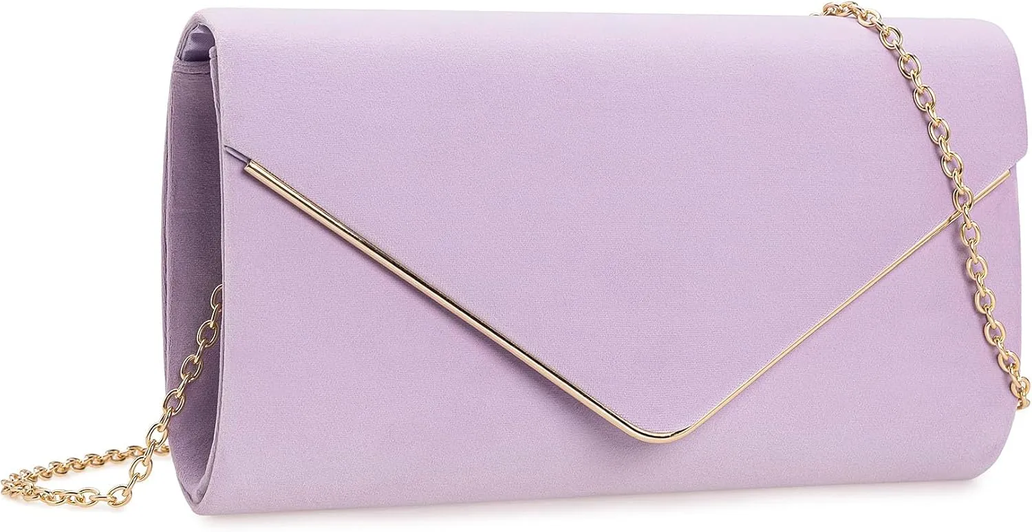 Faux Suede Evening Bag for Women New Classic Velvet Formal Clutch Purse for Prom/Wedding/Black-Tie Events