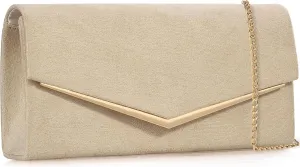 Faux Suede Women's Evening Clutch Bags for Formal Cocktail Prom Wedding Party Velvet Foldover Purse
