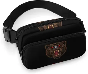 Fiercely Bear Head Belt Bag Double Layer Fanny Pack Crossbody Bags Adjustable Bum Bag for Women Men