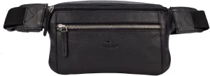 FINELAER Leather Waist Pack Zipper Pockets Adjustable Fit Stylish Design (Black Matte)