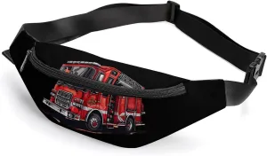 Fire Truck Firefighters Crossbody Fanny Pack Waist Packs Adjustable Shoulder Bags Sling Bag for Hiking Running Cycling