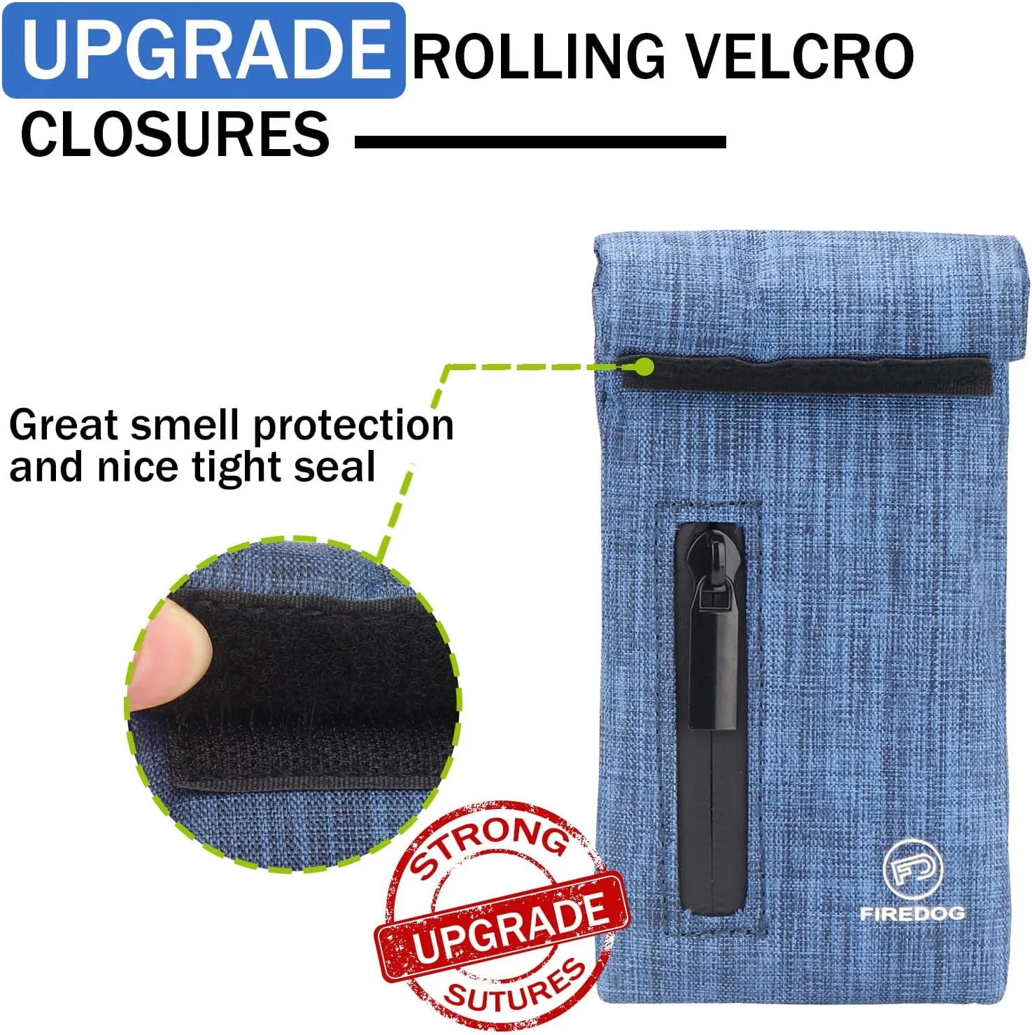 FIREDOG Smell Proof Bags, Fabric Odor Proof Bag for Dog Tested 3"x6" Small Stash Travel Storage Pouch(Blue)
