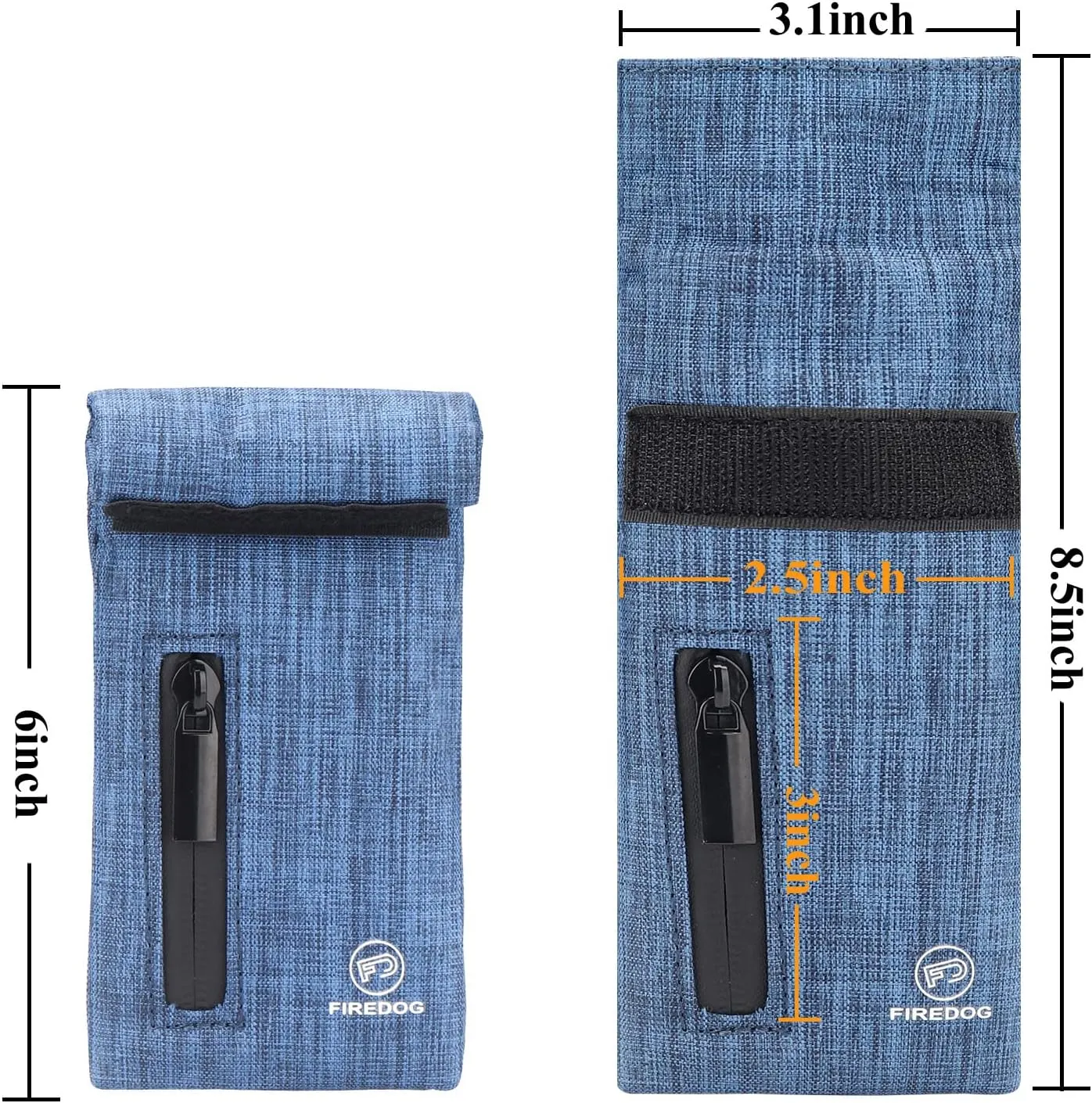 FIREDOG Smell Proof Bags, Fabric Odor Proof Bag for Dog Tested 3"x6" Small Stash Travel Storage Pouch(Blue)