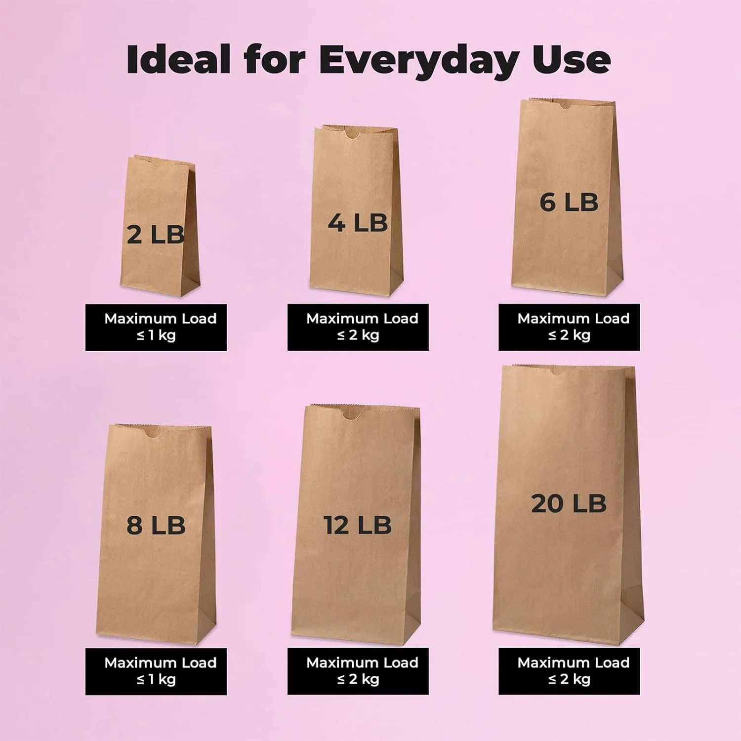 Fit Meal Prep 500 Pack 6 lb Brown Paper Lunch Bags, 11 x 6 x 3.5" Premium Kraft Paper Bags Bulk for Small Business, Recyclable Snack Sacks, Durable Grocery Bag for Food Storage, Packing