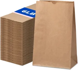 Fit Meal Prep 500 Pack 6 lb Brown Paper Lunch Bags, 11 x 6 x 3.5" Premium Kraft Paper Bags Bulk for Small Business, Recyclable Snack Sacks, Durable Grocery Bag for Food Storage, Packing