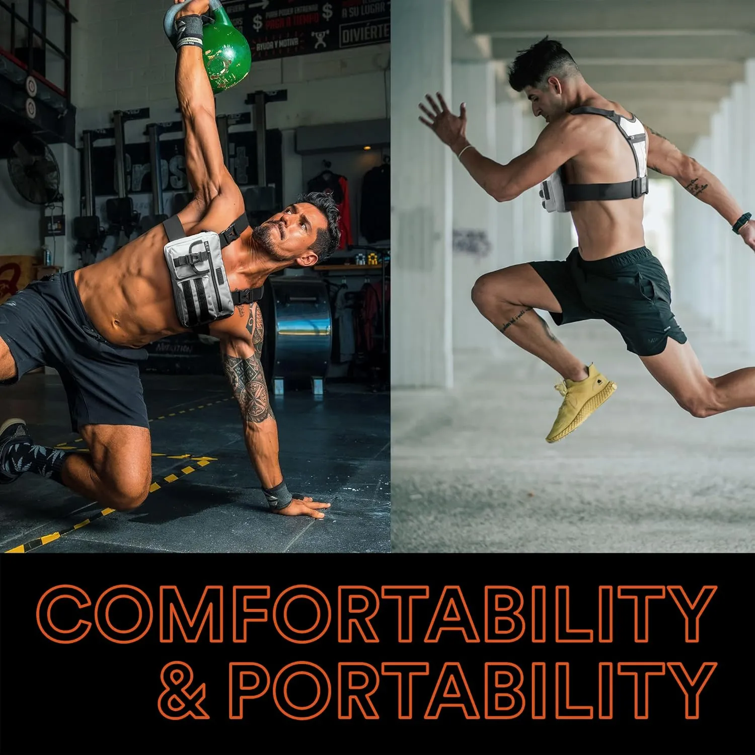 Fitdom Tactical Inspired Sports Utility Chest Pack. Chest Bag For Men With Built-In Phone Holder. This EDC Rig Pouch Vest is Perfect For Workouts, Cycling & Hiking